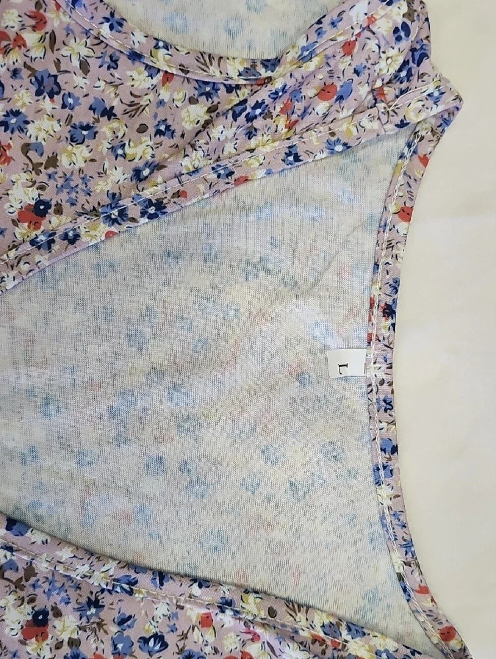 SHEIN Blue and Pink Floral Cold-Shoulder V-Neck Camisole - Picture 4 of 4